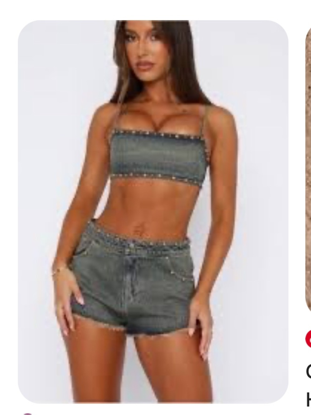 Whit Fox NWT Get shakey denim shorts and  Strapless Denim Crop Top